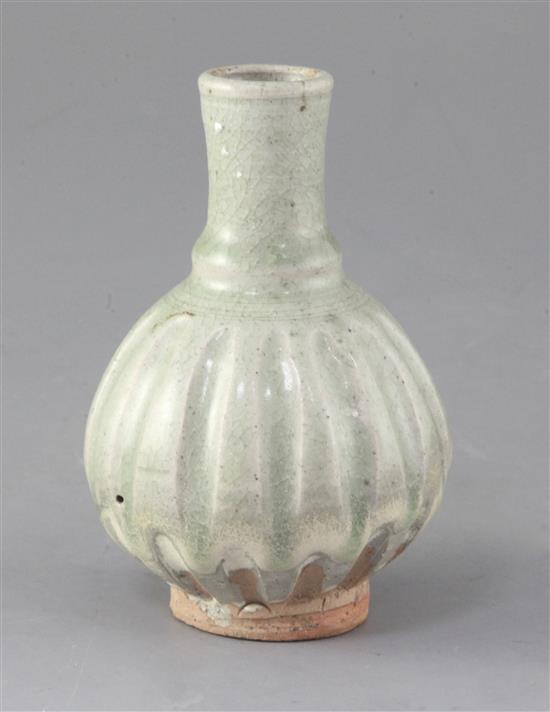 A Thai Sawankhalok celadon bottle vase, 15th century, 13cm high